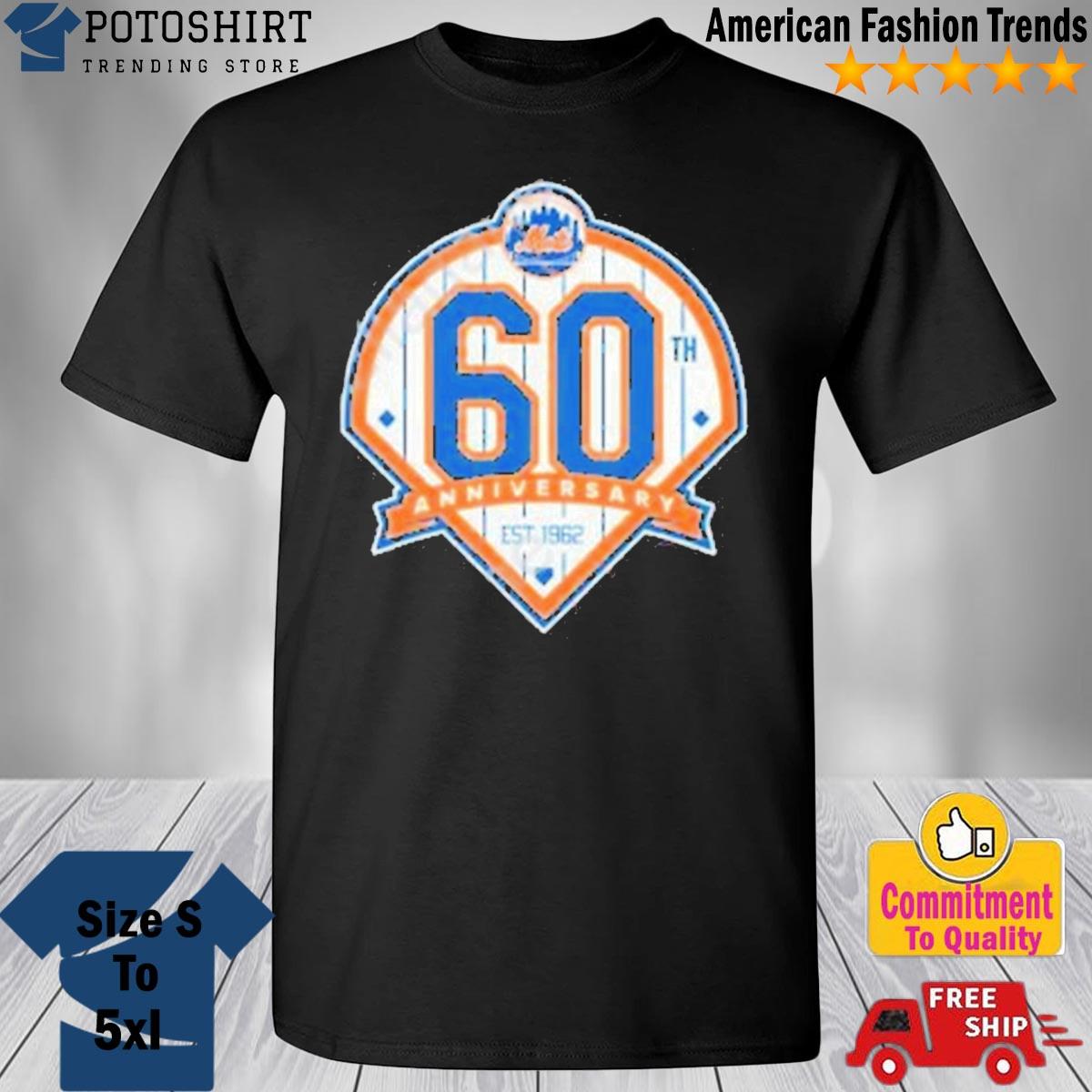 Frank Fleming Wearing New York Mets 60 Years Anniversary Shirt