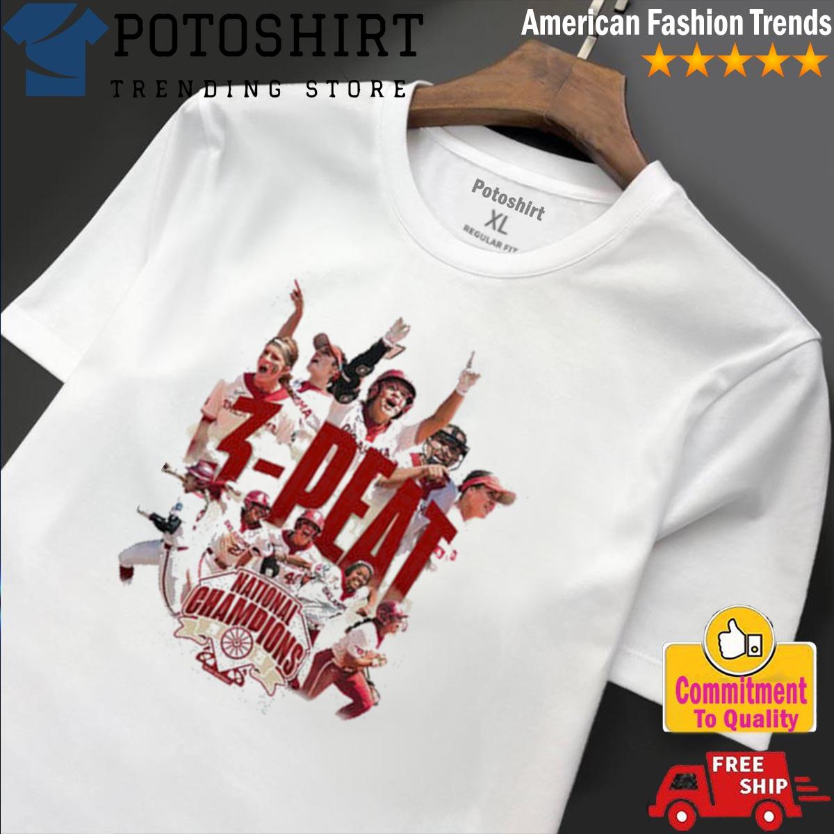 Oklahoma sooners 3 peat national champions softball 2023 shirt