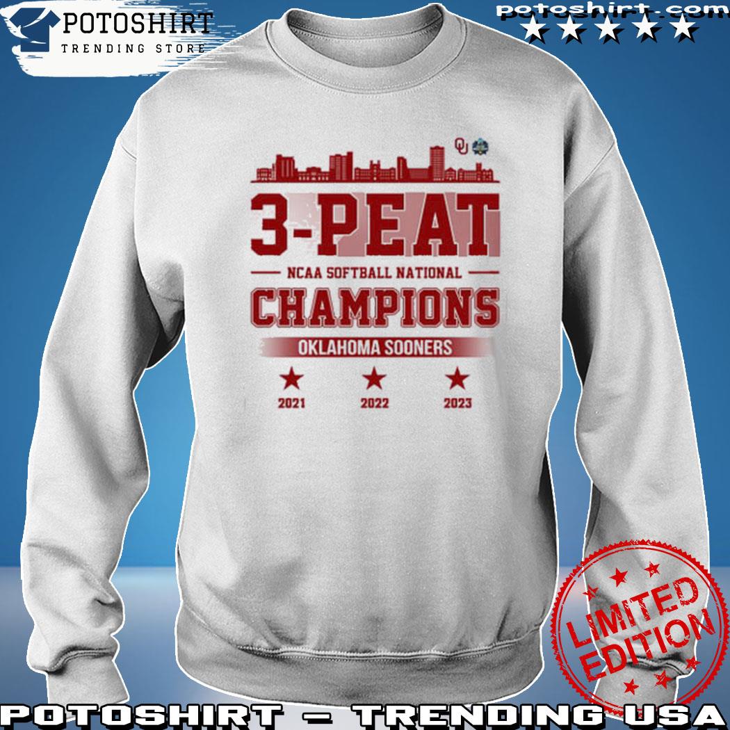 2023 Softball Champions 3 Peat Oklahoma Sooners Red Design Hoodie