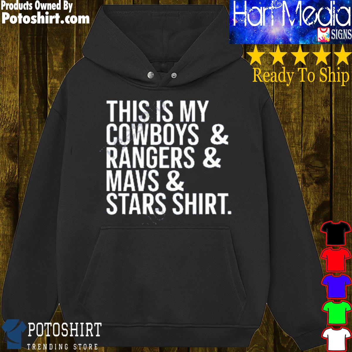 Bullzerk Kids- This Is My Cowboys, Rangers, Mavs and Stars Shirt Youth Large (10/12)