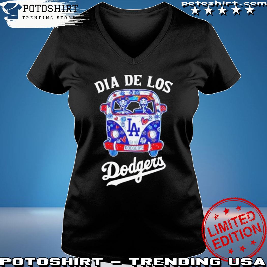 Top hippie car Los Angeles Dodgers skull dia de Los Dodgers shirt