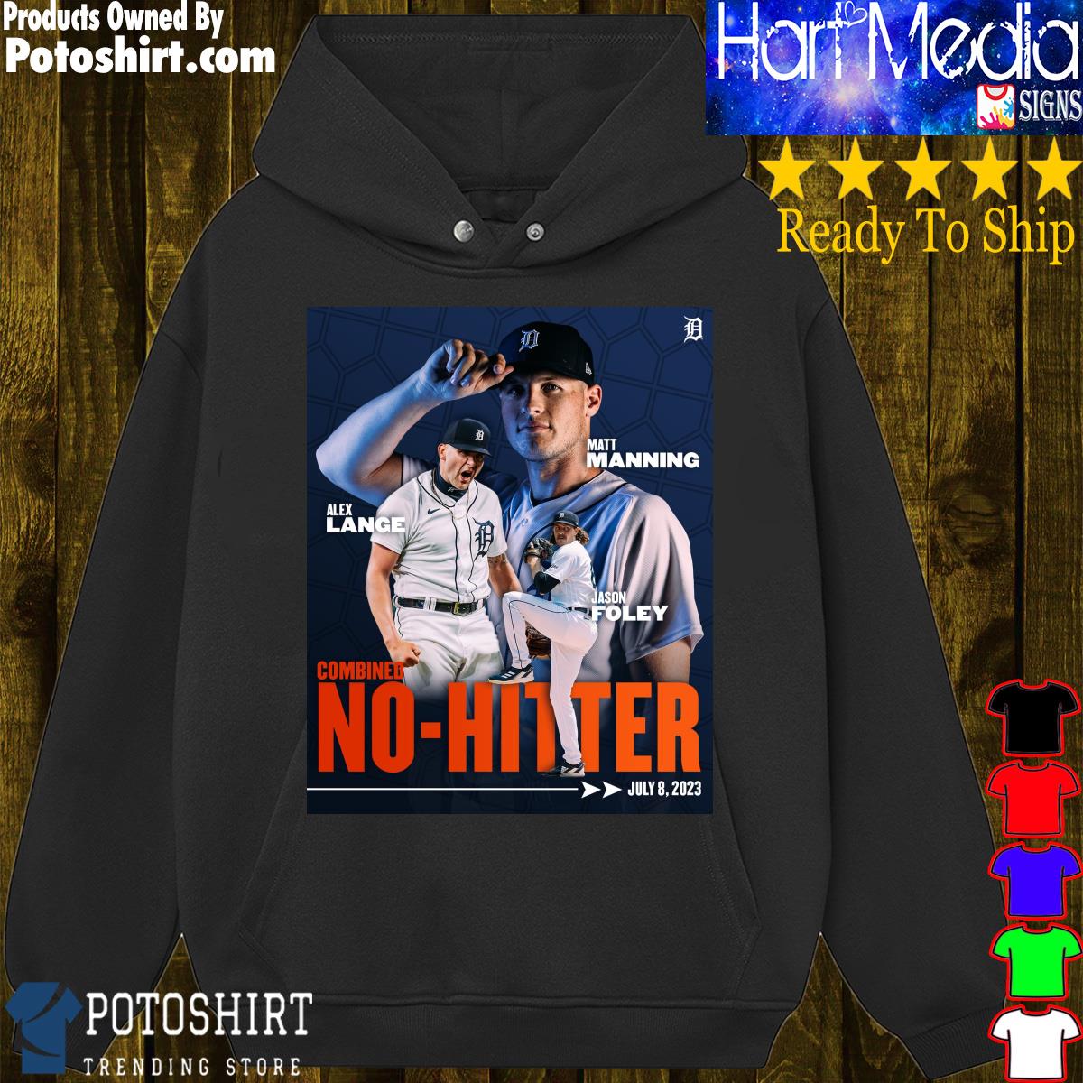 Product detroit tigers matt manning jason foley alex lange combined no  hitter poster shirt, hoodie, sweater, long sleeve and tank top