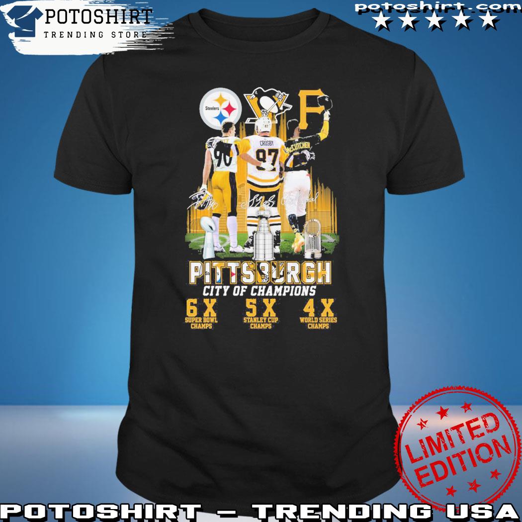 Product pittsburgh city of champions Steelers penguins pirates shirt,  hoodie, sweater, long sleeve and tank top