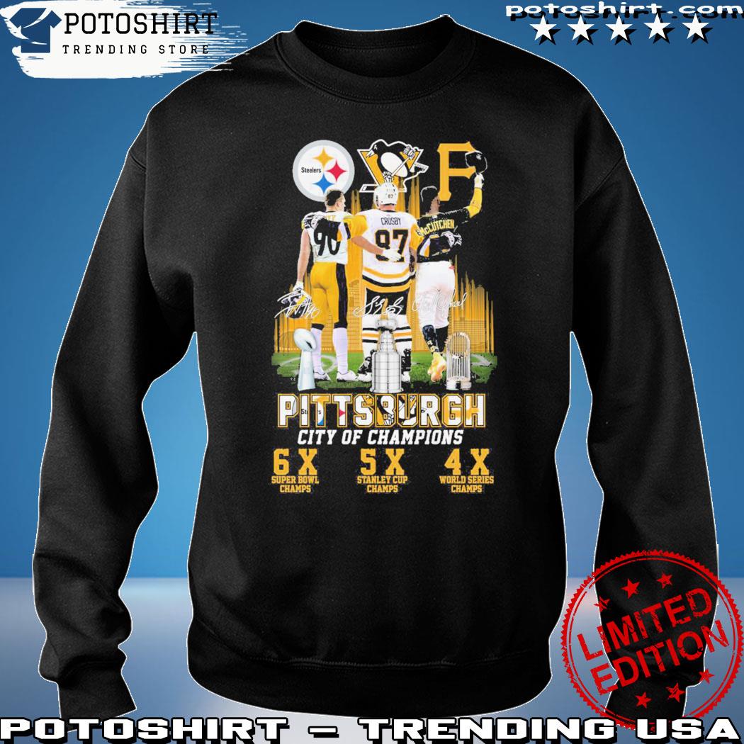 Product pittsburgh city of champions Steelers penguins pirates shirt,  hoodie, sweater, long sleeve and tank top