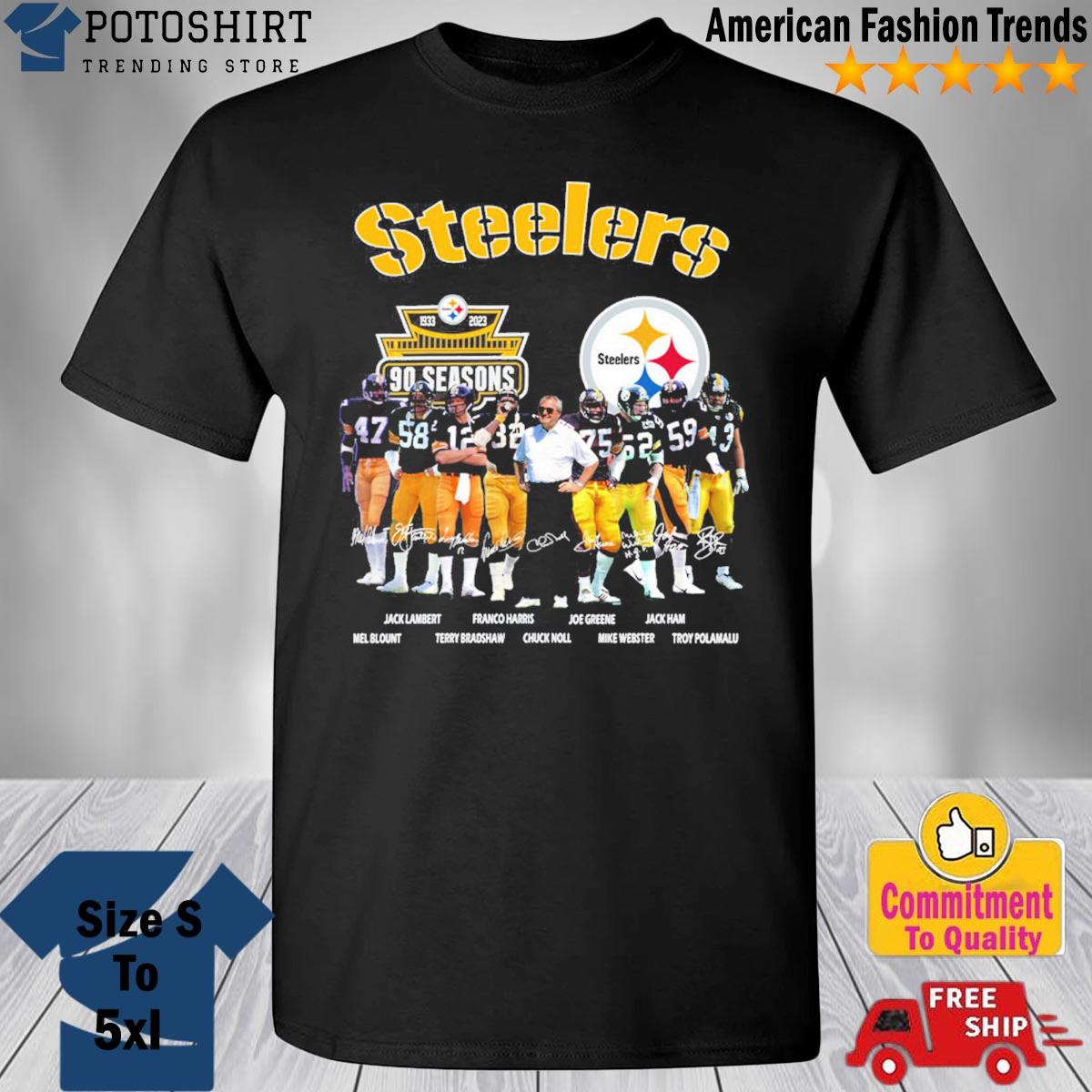 Product pittsburgh Steelers 90 season 1933 2023 memories shirt