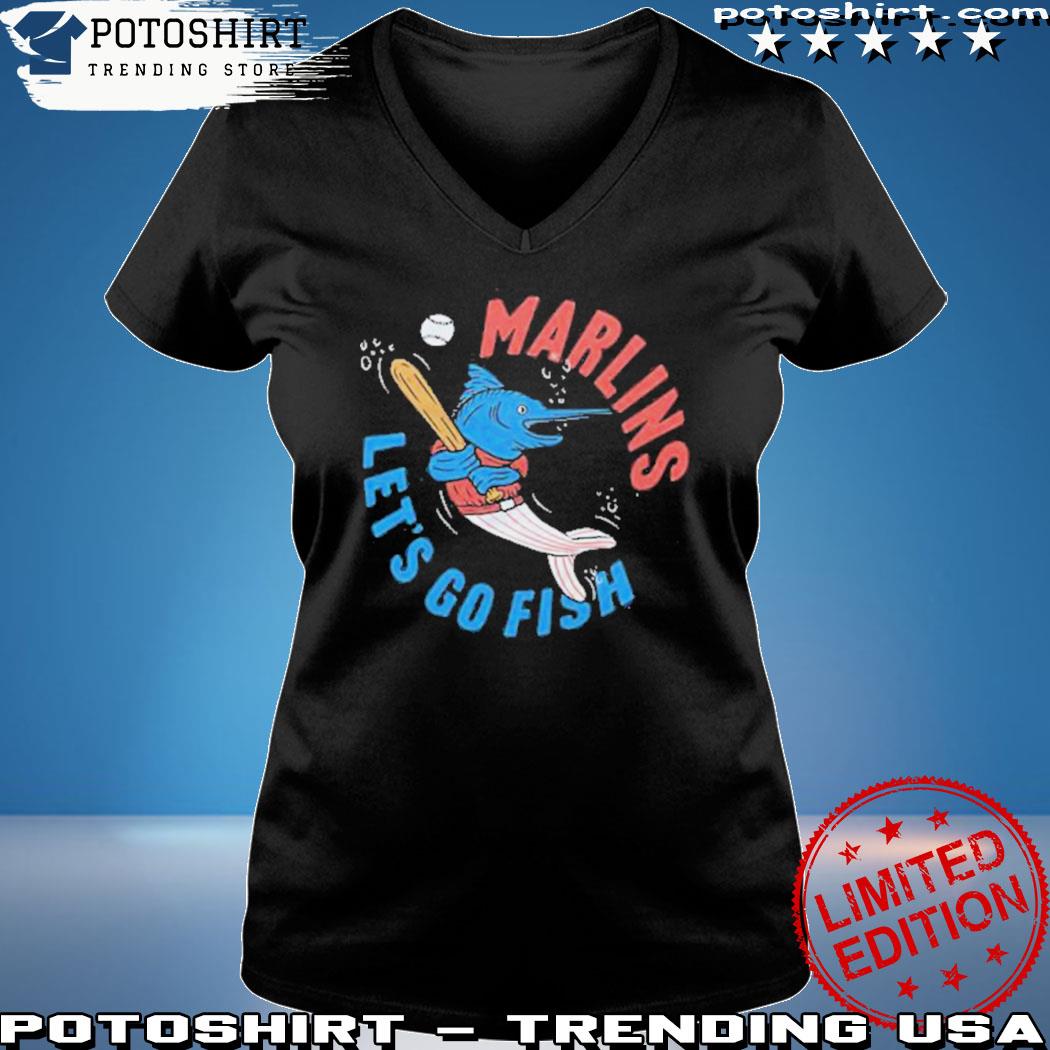 Miami Marlins Let's Go Fish T-Shirt from Homage. | Charcoal | Vintage Apparel from Homage.