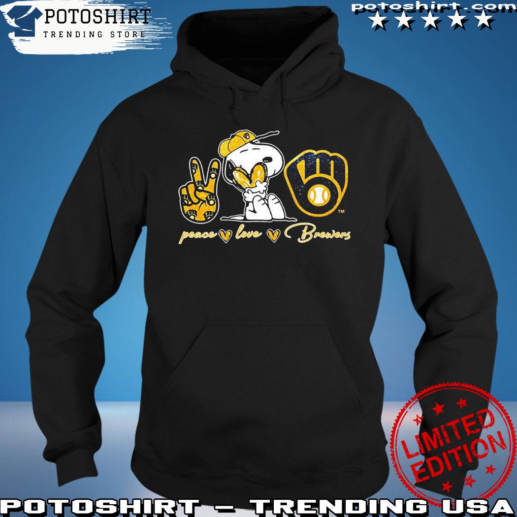 Official snoopy Peace Love Milwaukee Brewers Shirt hoodie