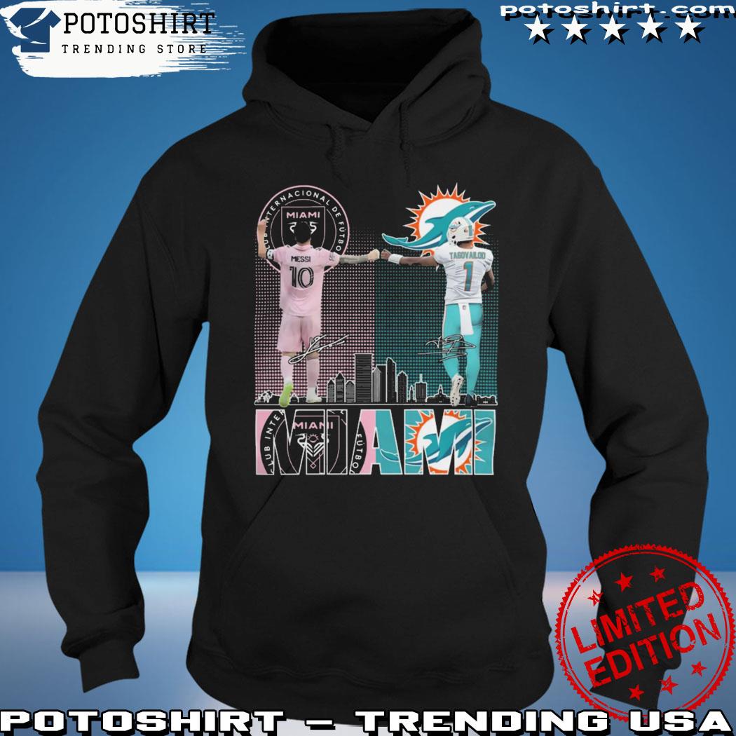 Product inter Miami Messi And Dolphins Tagovailoa City Championsnfl 2023 T Shirt hoodie