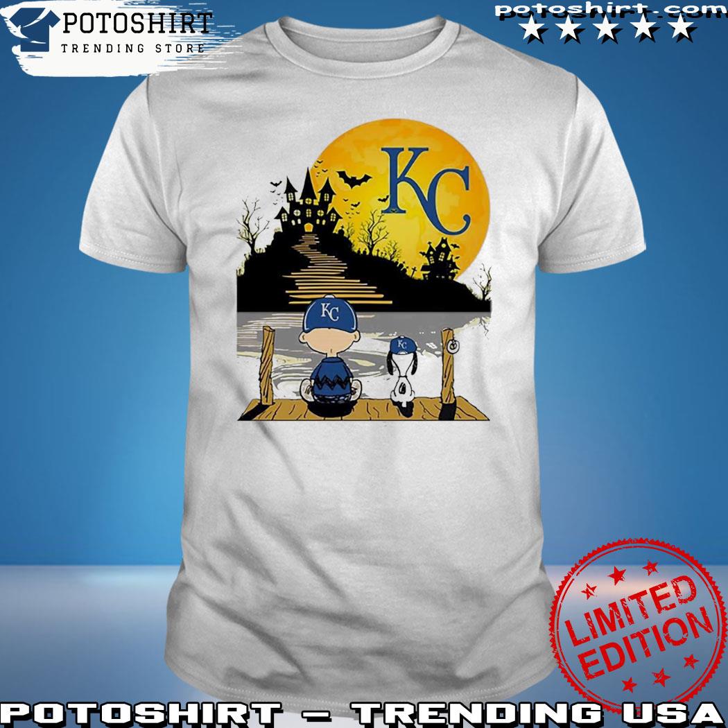 Snoopy and Charlie Brown Sit Under Moon Kansas City Royals