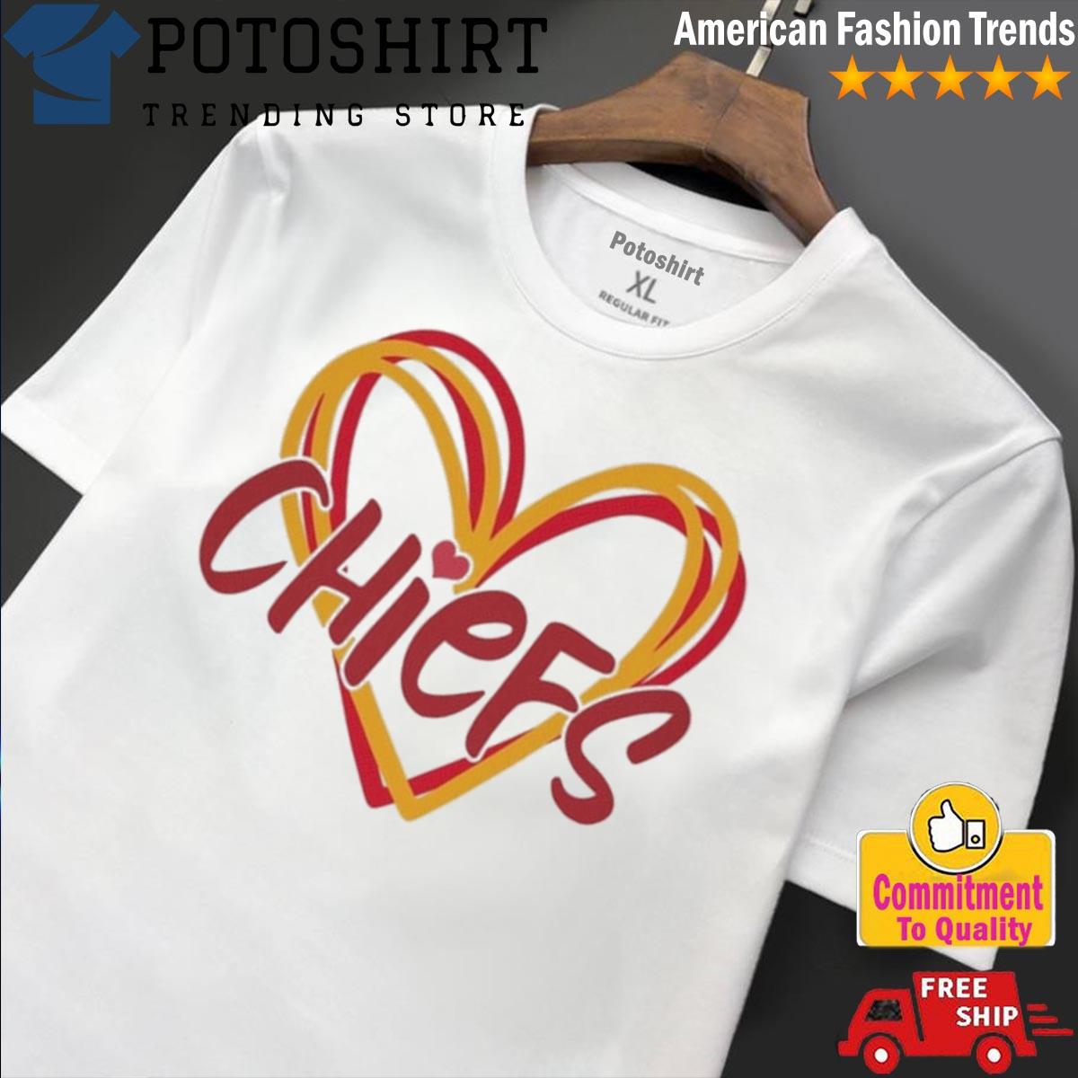 Chiefs Shirt KC Chiefs Heart Love Shirt Chiefs T Shirt Love Heart Chiefs T- Shirt - Trendingnowe