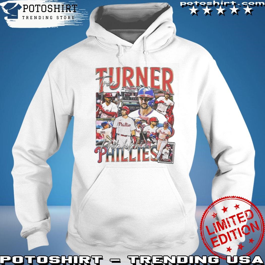 Trea Turner Philadelphia Phillies Women's Red Backer Slim Fit Long Sleeve T- Shirt 