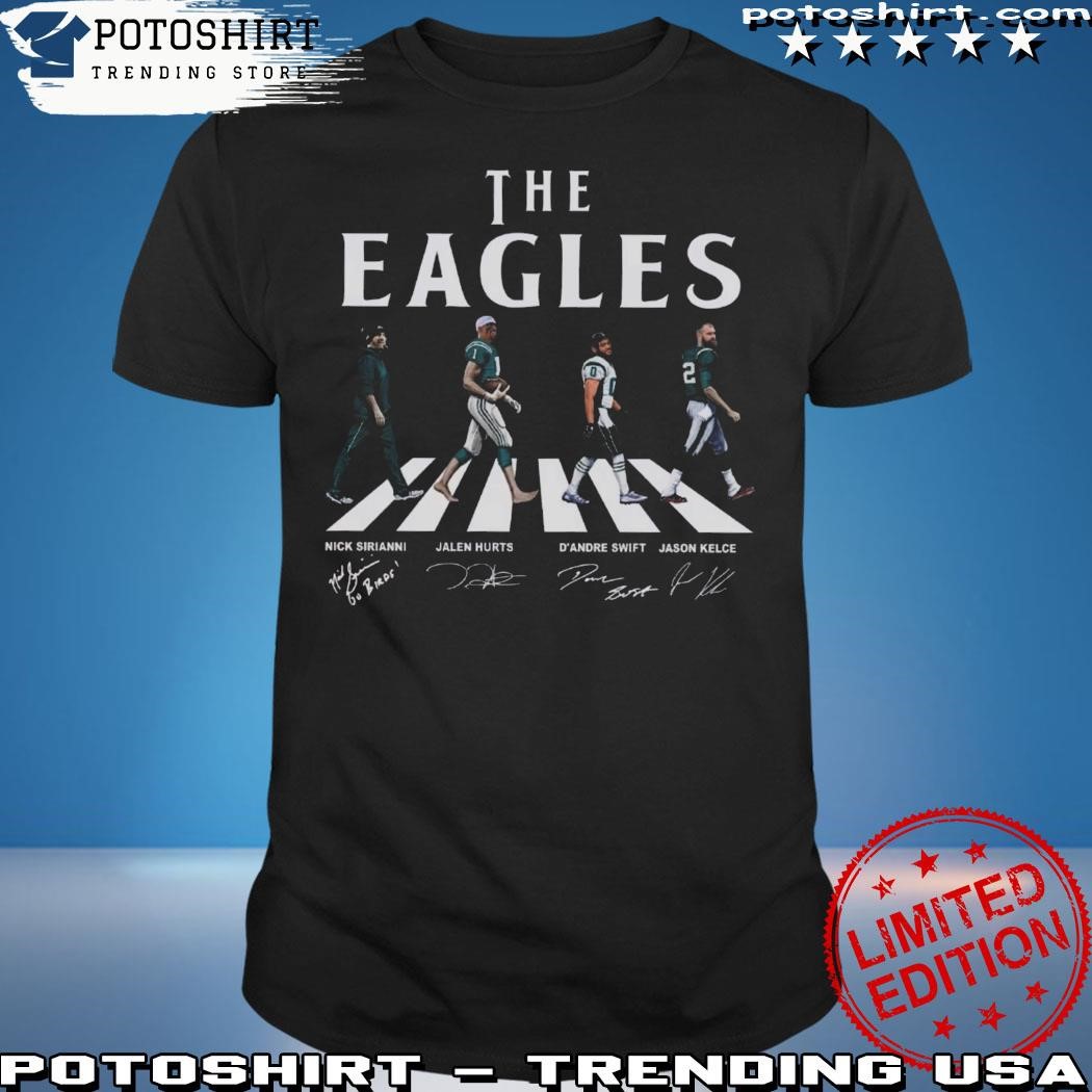 Eagles Walking Abbey Road Signatures Football Shirt Nick Sirianni Jalen  Hurts Dandre Swift Jason Kelce Philadelphia Vintage - Revetee