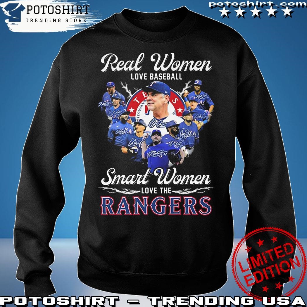 Real Women Love Baseball Smart Women Love The Rangers Shirt - Teechicoutlet