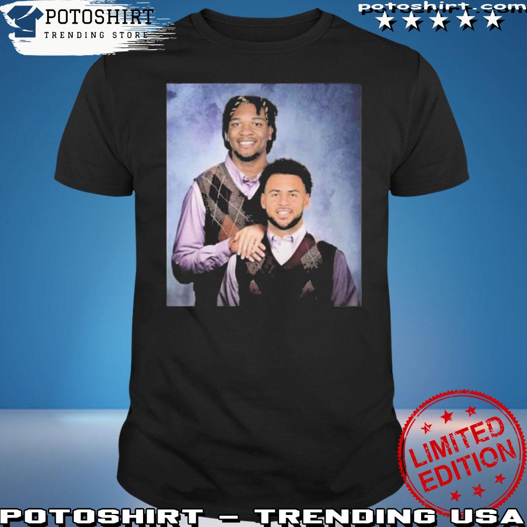 Anthony Richardson, Michael Pittman Jr matching 'Step Brothers' shirts