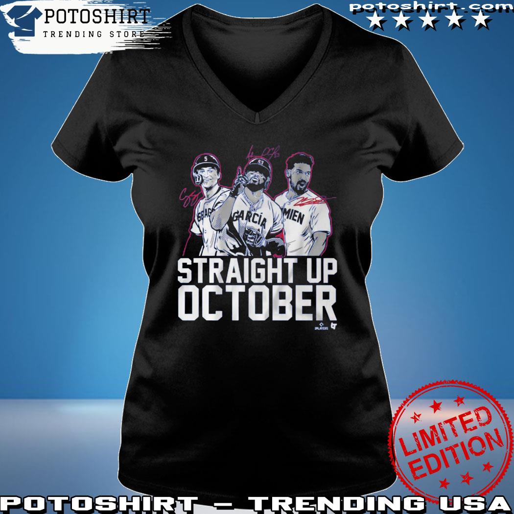 Corey Seager Marcus Semien and adolis Garcia Straight Up October Shirt