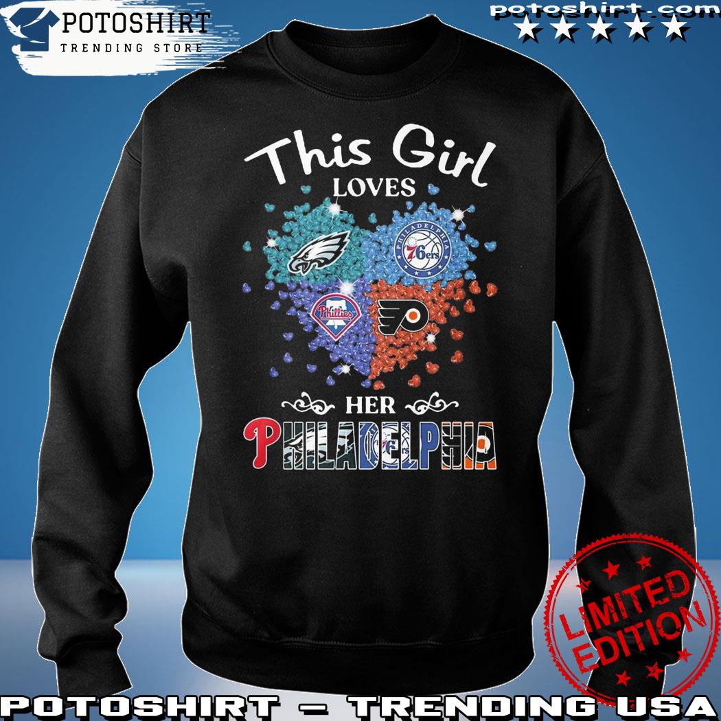 This girl loves her Philadelphia Phillies baseball shirt, hoodie