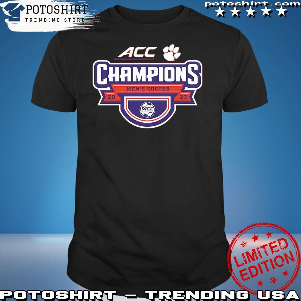 Official Clemson Tigers 2023 Acc Men’s Soccer Conference Tournament Champions Locker Room T-Shirt